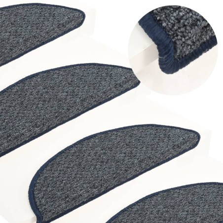 Tappetini per Scale 15 pz Blu Scuro 65x21x4 cm
