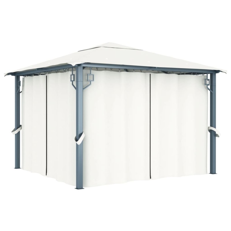 Gazebo con Tenda 300 x 300 cm Crema Alluminio Gazebo con Tenda 300 x 300 cm Crema Alluminio