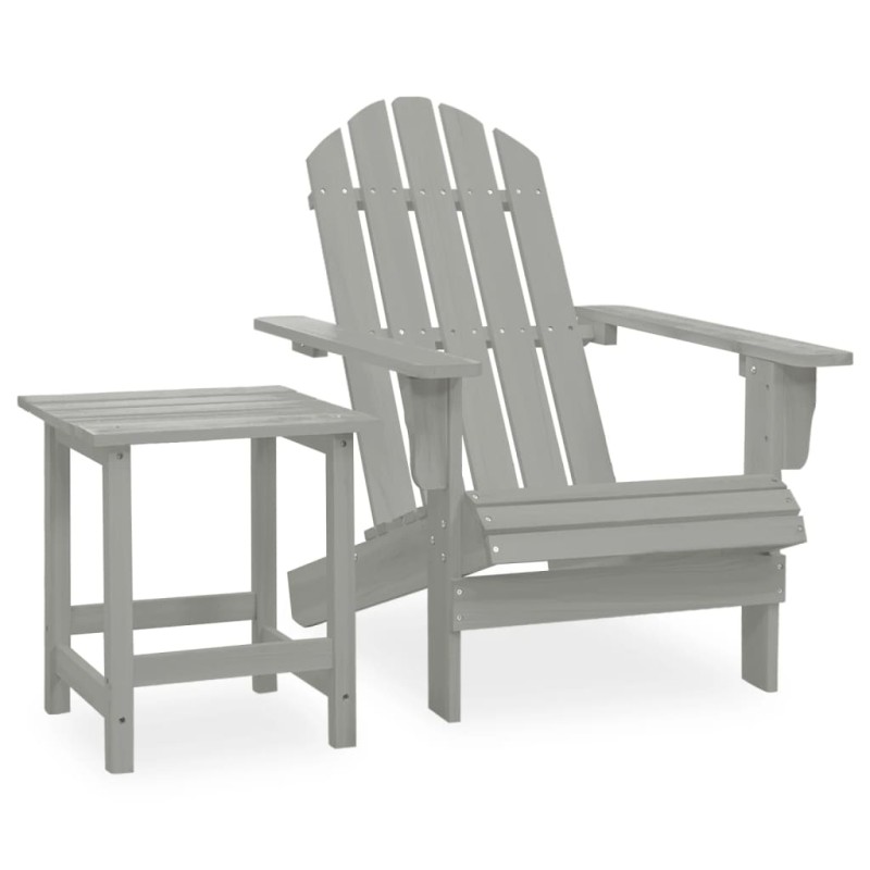 Sedia da Giardino Adirondack con Tavolino Legno Abete Grigio Sedia da Giardino Adirondack con Tavolino Legno Abete Grigio