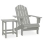 Sedia da Giardino Adirondack con Tavolino Legno Abete Grigio Sedia da Giardino Adirondack con Tavolino Legno Abete Grigio