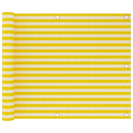 Paravento da Balcone Giallo e Bianco 75x300 cm in HDPE
