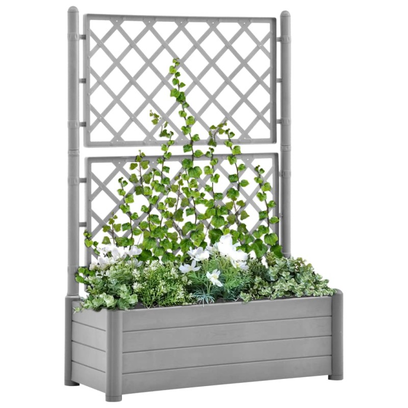 Fioriera da Giardino e Graticcio 100x43x142 cm PP Grigio Pietra Fioriera da Giardino e Graticcio 100x43x142 cm PP Grigio Pietra
