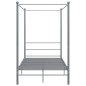 Letto a Baldacchino Grigio in Metallo 140x200 cm