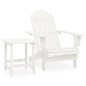 Sedia Adirondack da Giardino con Tavolo Abete Massello Bianco Sedia Adirondack da Giardino con Tavolo Abete Massello Bianco