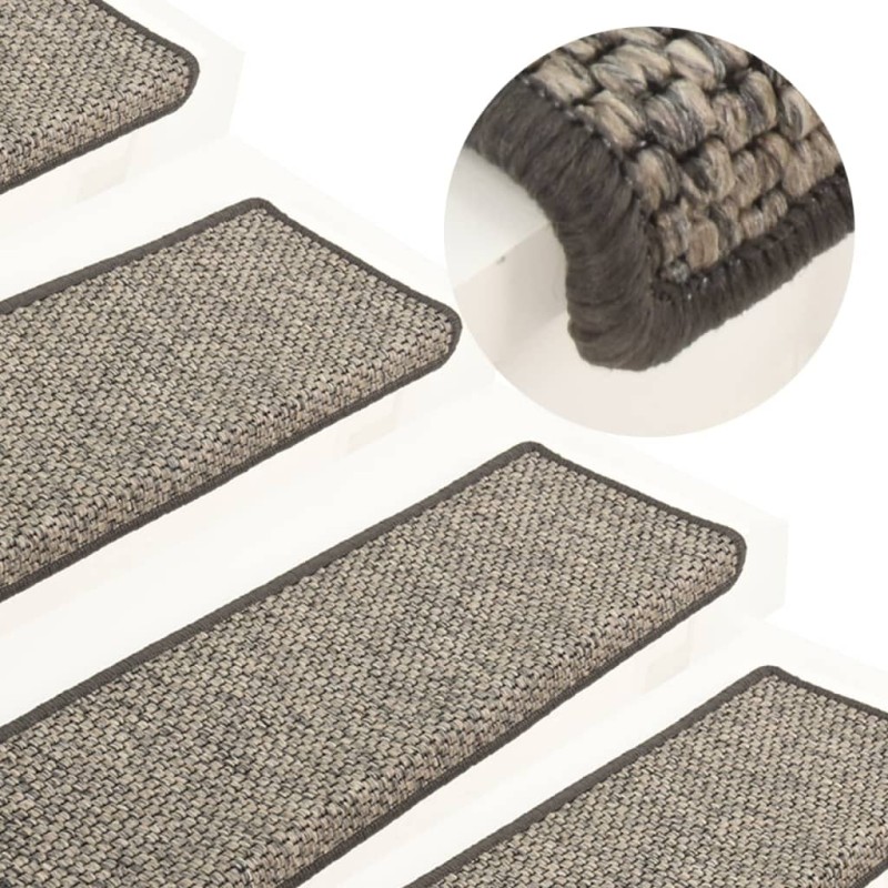 Tappetini Autoadesivi per Scale 15 pz 65x21x4 cm Grigi e Beige Tappetini Autoadesivi per Scale 15 pz 65x21x4 cm Grigi e Beige