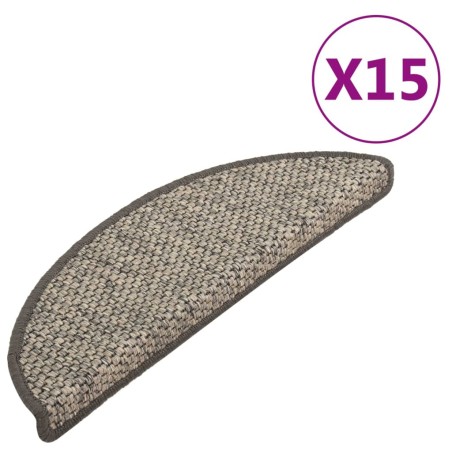 vidaXL Tappeti Adesivi per Scale Sisal 15pz 65x21x4cm Beige Marrone