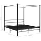 Letto a Baldacchino Nero in Metallo 200x200 cm Letto a Baldacchino Nero in Metallo 200x200 cm