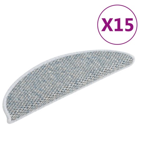 Tappeti Autoadesivi per Scale Aspetto Sisal 15pz 56x17x3 cm Blu