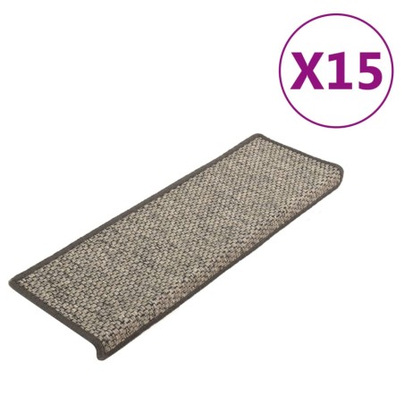 vidaXL Tappeti Autoadesivi Scale Sisal 15 pz 65x21x4 cm Grigio e Beige