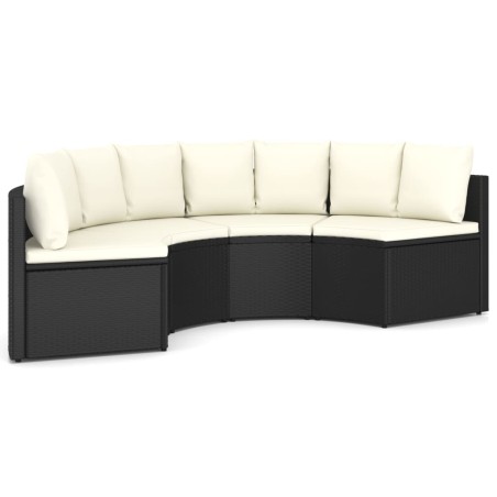 vidaXL Set Divani da Giardino 4 pz con Cuscini in Polyrattan Nero