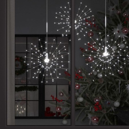 Luci di Natale Fuochi Artificio 10pz Bianco Freddo 20cm 140 LED
