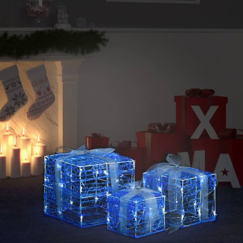 vidaXL Scatole Regalo Decorative Natale in Acrilico 3 pz Bianco Freddo vidaXL Scatole Regalo Decorative Natale in Acrilico 3 pz Bianco Freddo