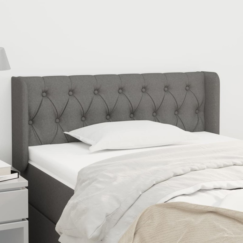 Testiera ad Orecchio Grigio Scuro 93x16x78/88 cm in Tessuto Testiera ad Orecchio Grigio Scuro 93x16x78/88 cm in Tessuto