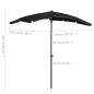 Ombrellone da Giardino con Palo 200x130 cm Nero Ombrellone da Giardino con Palo 200x130 cm Nero
