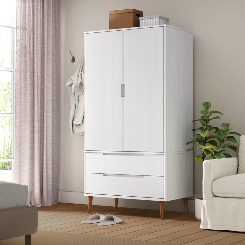 Armadio MOLDE Bianco 90x55x175 cm in Legno Massello di Pino Armadio MOLDE Bianco 90x55x175 cm in Legno Massello di Pino