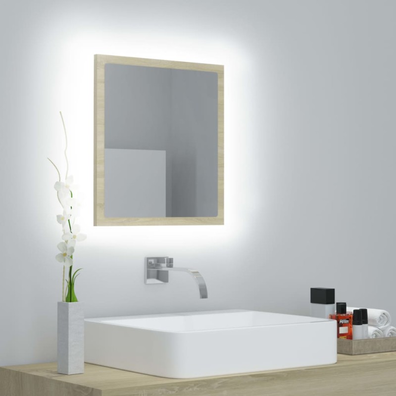 Specchio da Bagno LED Rovere Sonoma 40x8,5x37 cm in Acrilico Specchio da Bagno LED Rovere Sonoma 40x8,5x37 cm in Acrilico