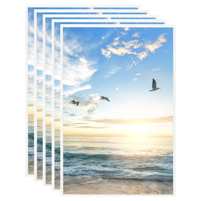 Cornici Foto Collage 5 pz per Parete Bianche 42x59,4cm in MDF Cornici Foto Collage 5 pz per Parete Bianche 42x59,4cm in MDF
