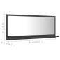 Specchio da Bagno Grigio 90x10,5x37 cm in Truciolato
