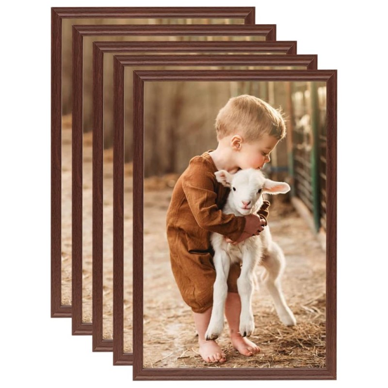 Cornici Foto Collage 5 pz Parete o Tavolo Marroni 70x90 cm MDF Cornici Foto Collage 5 pz Parete o Tavolo Marroni 70x90 cm MDF