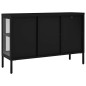 vidaXL Credenza Nera 105x35x70 cm in Acciaio e Vetro vidaXL Credenza Nera 105x35x70 cm in Acciaio e Vetro
