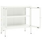 vidaXL Credenza Bianca 70x35x70 cm in Acciaio e Vetro vidaXL Credenza Bianca 70x35x70 cm in Acciaio e Vetro