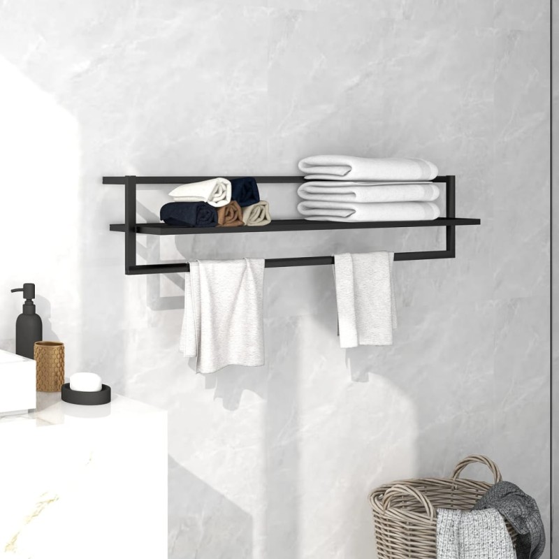 vidaXL Portasciugamani Nero 95x25x22 cm in Ferro vidaXL Portasciugamani Nero 95x25x22 cm in Ferro