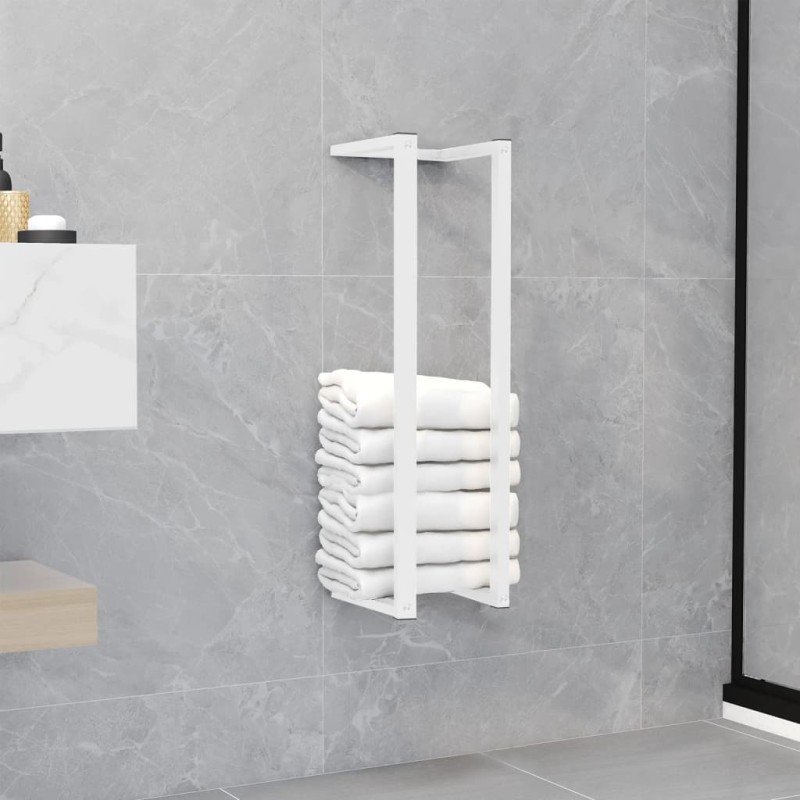 vidaXL Portasciugamani Bianco 12,5x12,5x60 cm in Acciaio vidaXL Portasciugamani Bianco 12,5x12,5x60 cm in Acciaio