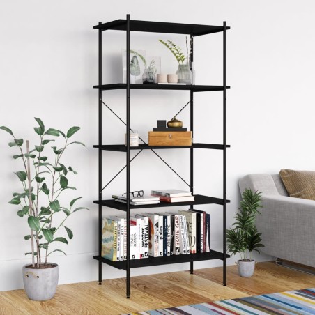 vidaXL Scaffale con 5 Mensole Nero 80x40x163 cm