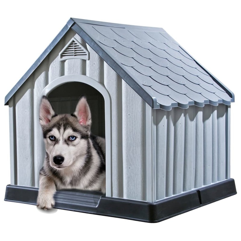 vidaXL Cuccia per Cani Grigia 92x87x91 cm in Plastica vidaXL Cuccia per Cani Grigia 92x87x91 cm in Plastica