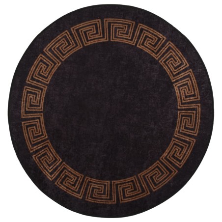 vidaXL Tappeto Lavabile φ120 cm Nero e Oro Antiscivolo