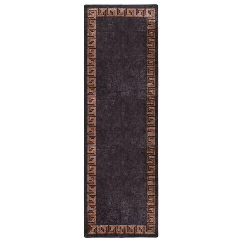 vidaXL Tappeto Lavabile 80x300 cm Nero e Oro Antiscivolo vidaXL Tappeto Lavabile 80x300 cm Nero e Oro Antiscivolo