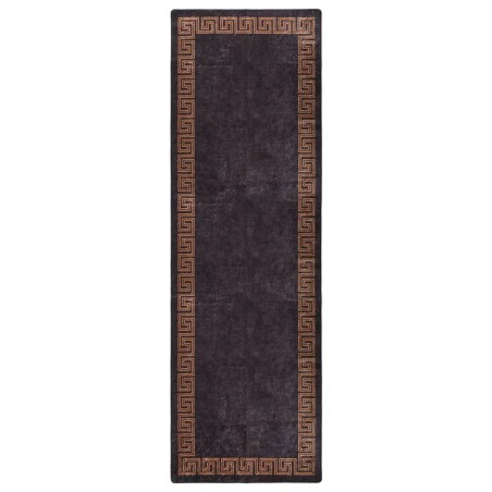 vidaXL Tappeto Lavabile 80x300 cm Nero e Oro Antiscivolo