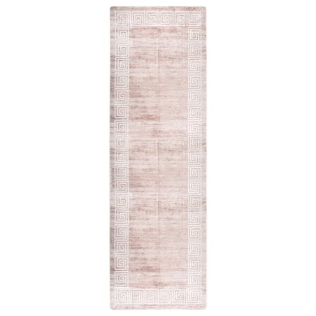 vidaXL Tappeto Lavabile 80x300 cm Beige Antiscivolo