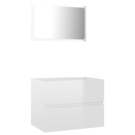 vidaXL Set Mobili da Bagno 2 pz Bianco Lucido in Legno Multistrato