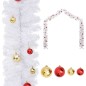 vidaXL Ghirlanda di Natale Decorata con Palline Bianca 10 m vidaXL Ghirlanda di Natale Decorata con Palline Bianca 10 m