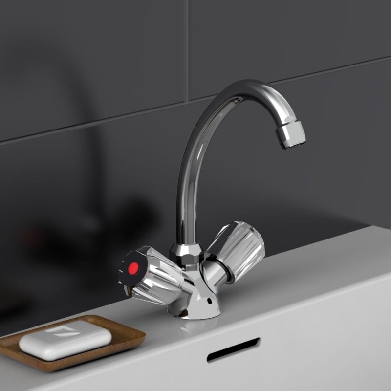 SCHÜTTE Miscelatore per Lavabo con 2 Maniglie SAVINO Cromato SCHÜTTE Miscelatore per Lavabo con 2 Maniglie SAVINO Cromato