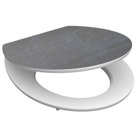 SCHÜTTE Tavoletta WC Lucida con Chiusura Ammortizzata BLACK STONE MDF