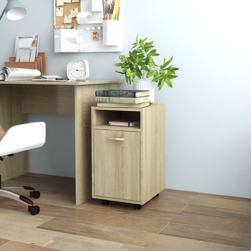 vidaXL Credenza con Ruote Rovere Sonoma 33x38x60 cm in Truciolato vidaXL Credenza con Ruote Rovere Sonoma 33x38x60 cm in Truciolato
