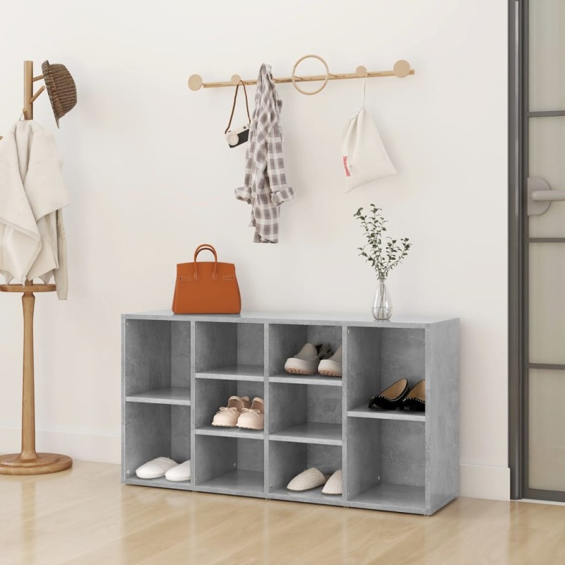vidaXL Scarpiera con Panchina Grigio Calcestruzzo 103x30x54,5cm Truciolato
