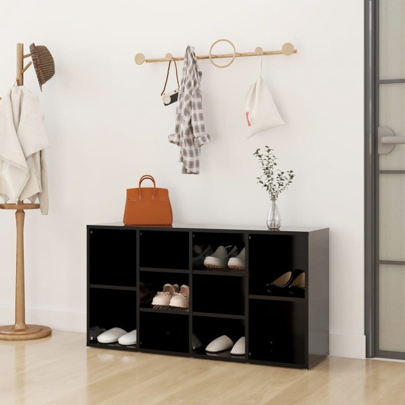 vidaXL Scarpiera con Panchina Nero 103x30x54,5cm Truciolato vidaXL Scarpiera con Panchina Nero 103x30x54,5cm Truciolato