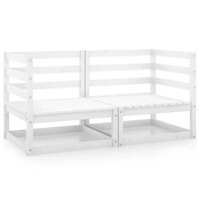 vidaXL Divani Angolari da Giardino 2 pz in Massello di Pino Bianco vidaXL Divani Angolari da Giardino 2 pz in Massello di Pino Bianco