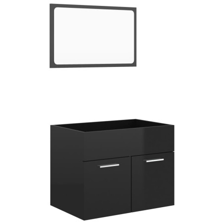 vidaXL Set Mobili da Bagno 2 pz Nero Lucido in Legno Multistrato
