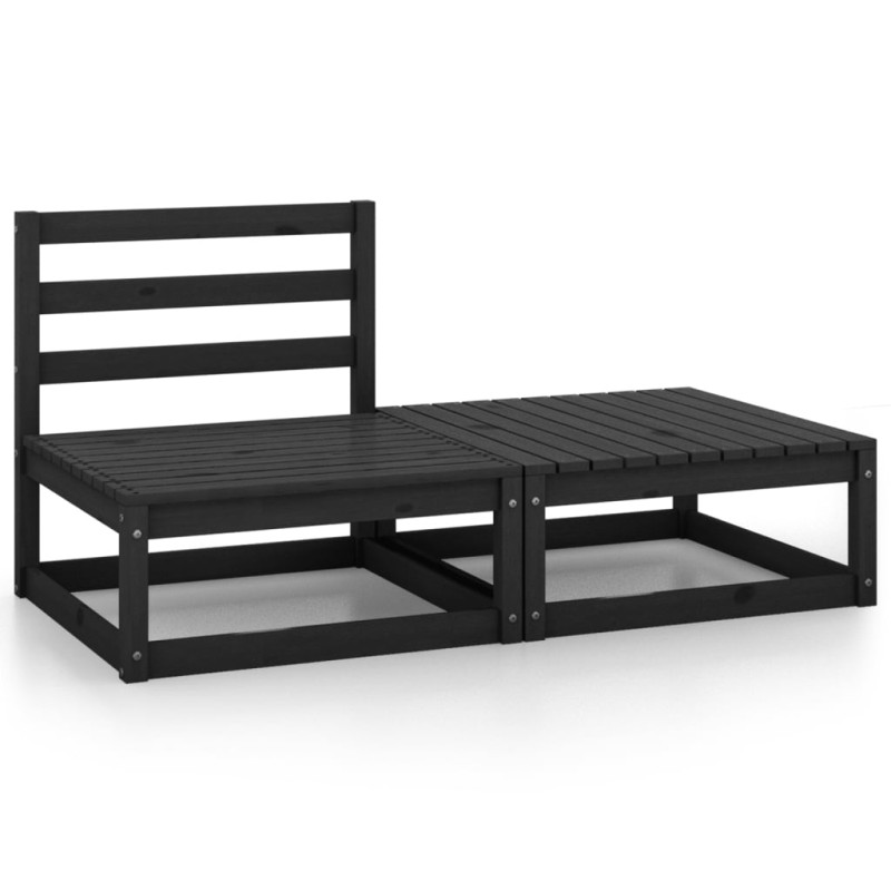 vidaXL Set Divani da Giardino 2 pz Nero in Legno Massello di Pino vidaXL Set Divani da Giardino 2 pz Nero in Legno Massello di Pino