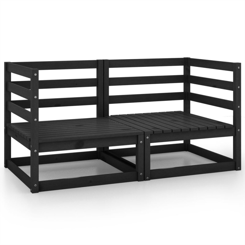 vidaXL Divani Angolari da Giardino 2 pz in Massello di Pino Nero vidaXL Divani Angolari da Giardino 2 pz in Massello di Pino Nero