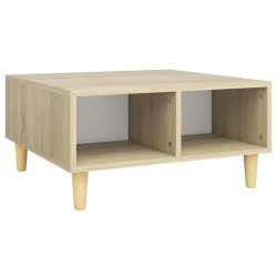 vidaXL Tavolino da Salotto Bianco e Sonoma 60x60x30 cm in Truciolato