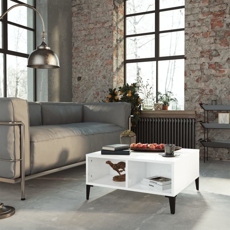 vidaXL Tavolino da Salotto Bianco Lucido 60x60x30 cm in Truciolato vidaXL Tavolino da Salotto Bianco Lucido 60x60x30 cm in Truciolato