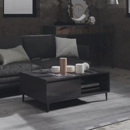 vidaXL Tavolino da Caffè Grigio Lucido 90x60x35 cm in Truciolato