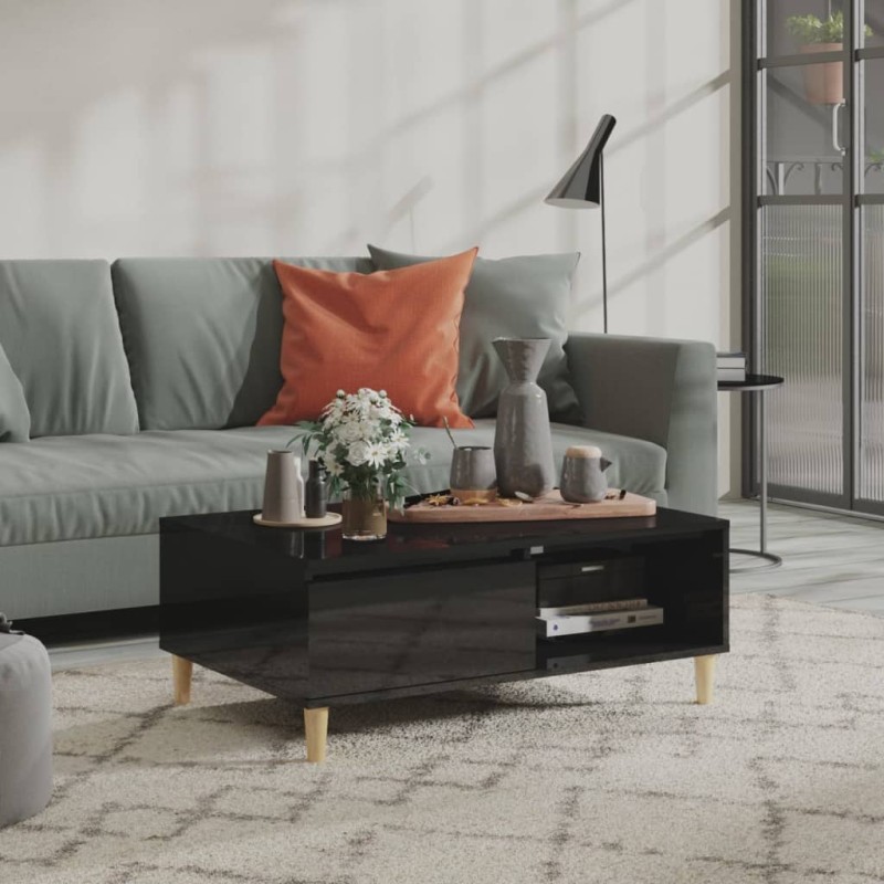 vidaXL Tavolino da Salotto Nero Lucido 90x60x35 cm in Truciolato vidaXL Tavolino da Salotto Nero Lucido 90x60x35 cm in Truciolato