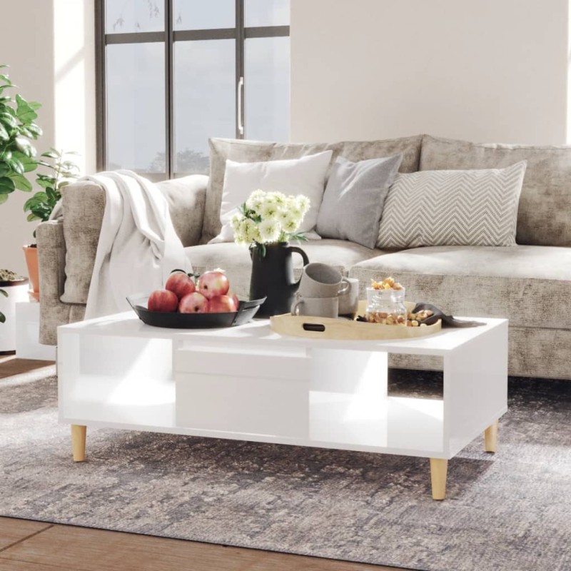 vidaXL Tavolino da Salotto Bianco Lucido 103,5x60x35 cm in Truciolato vidaXL Tavolino da Salotto Bianco Lucido 103,5x60x35 cm in Truciolato