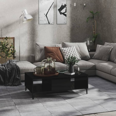 vidaXL Tavolino da Salotto Nero Lucido 103,5x60x35 cm in Truciolato